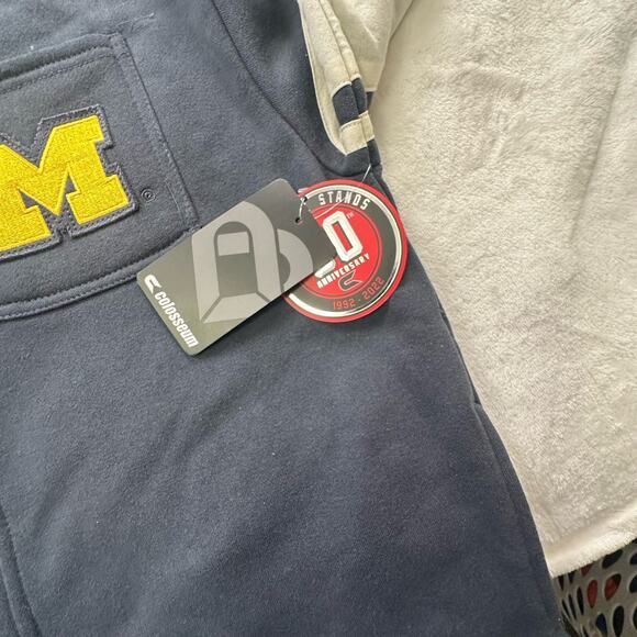 Colosseum Michigan Wolverines Jacket Womens SMALL Fleece Hooded Snap Blue Gray - Picture 11 of 12
